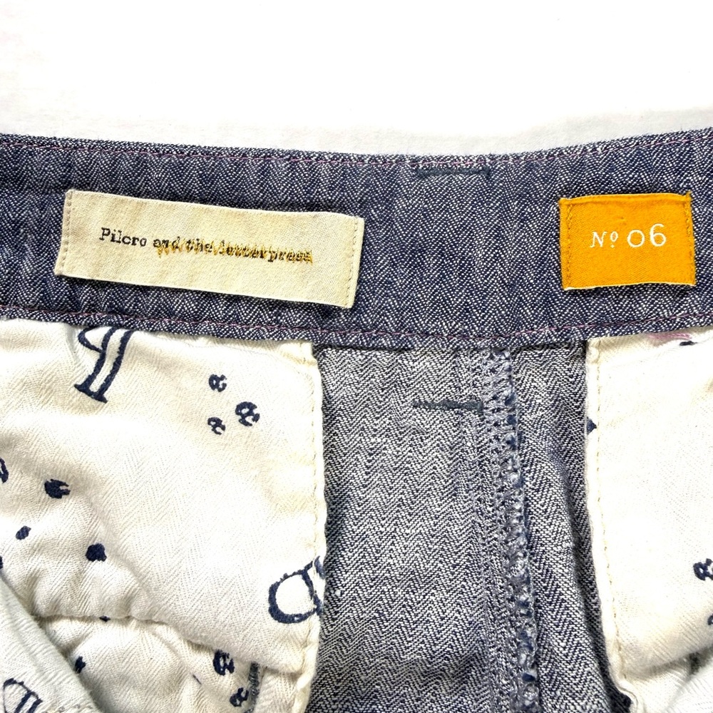 PILCRO Anthropologie Wide Leg Linen Blend Chambray Pants Blue Size 6 - Picture 6 of 11